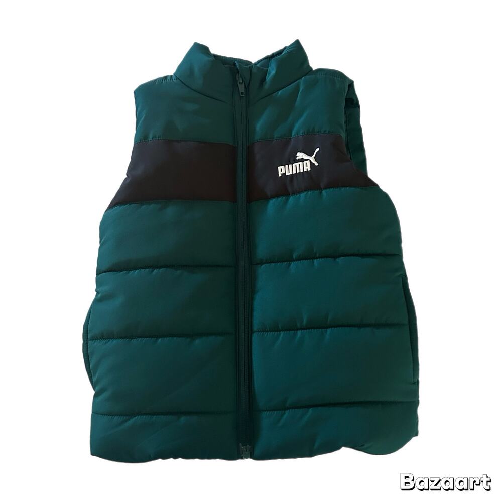 Puma Puffer Vest Boys Size Small Green